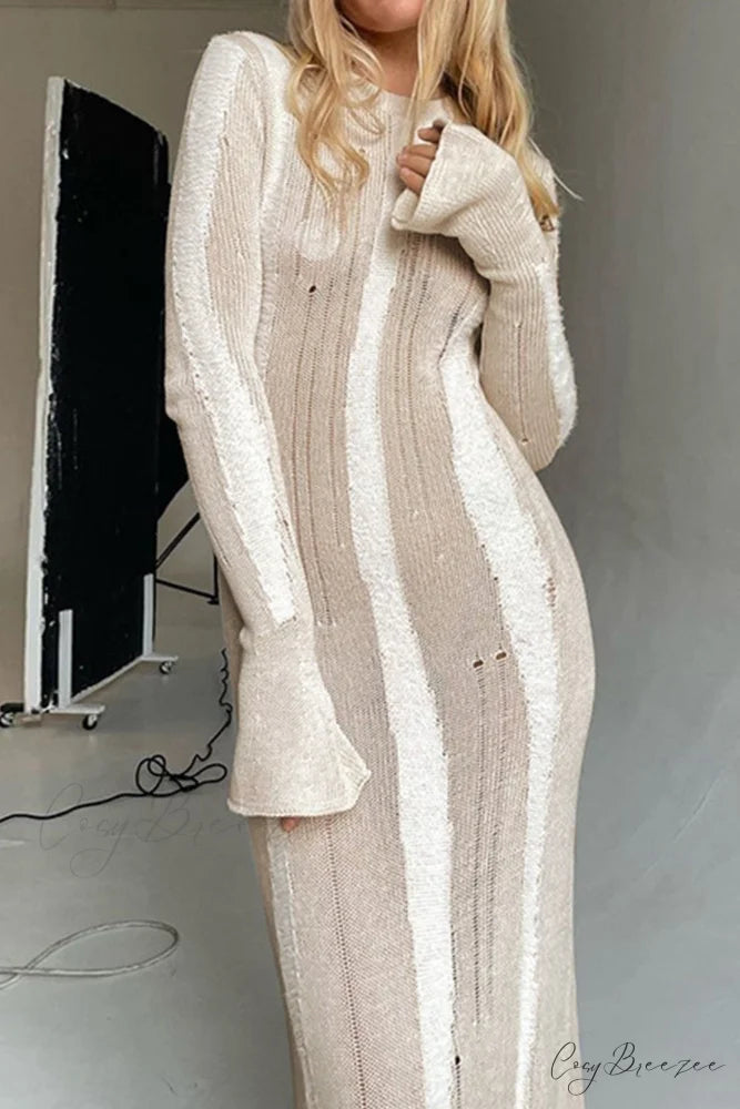 Distressed Hollow Out Knit Dress
