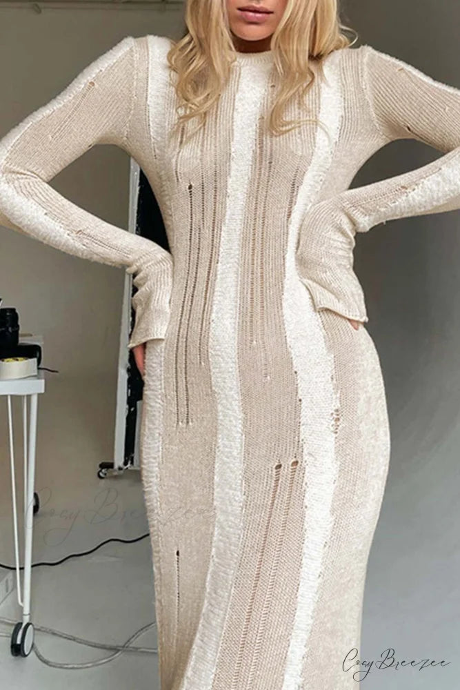 Distressed Hollow Out Knit Dress