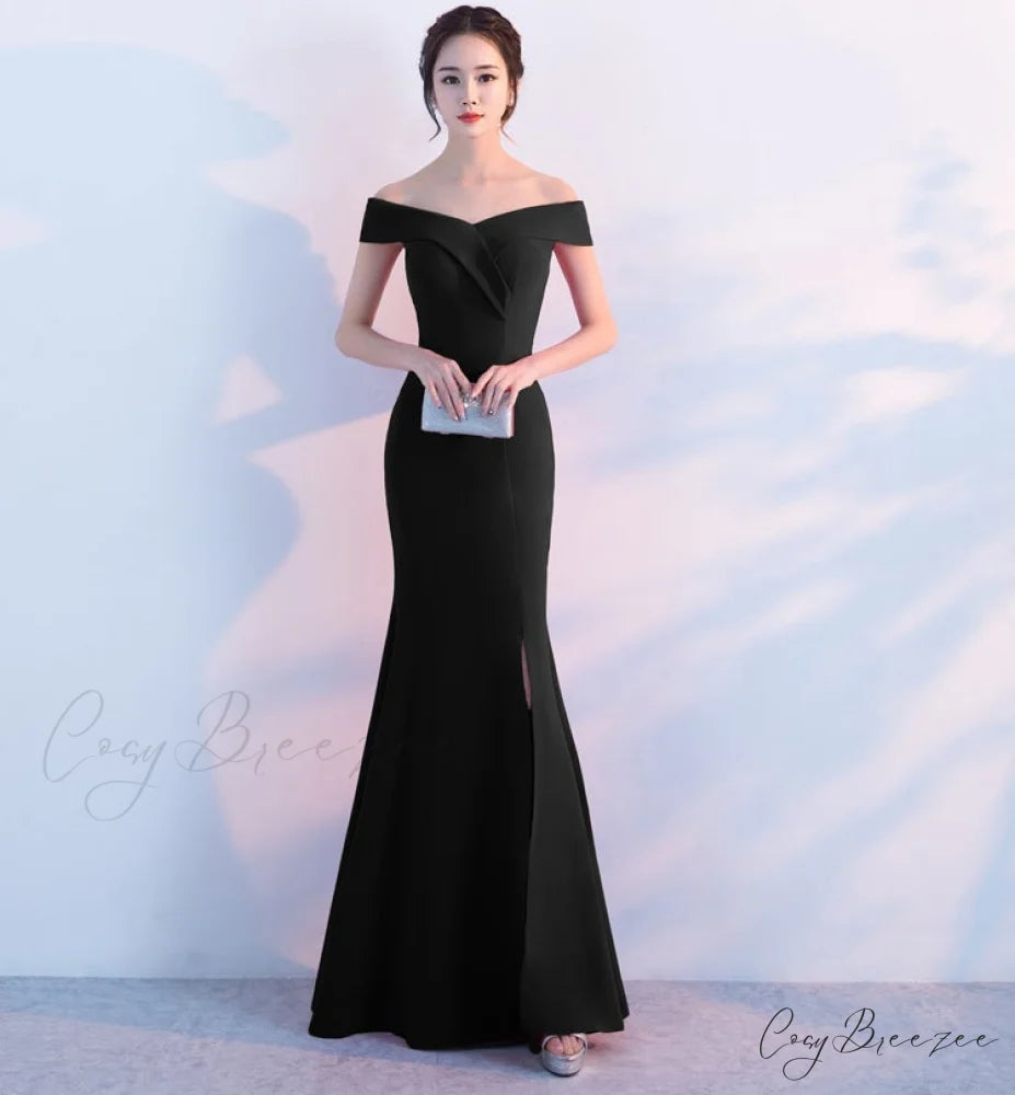Diva Strapless High Charming Slit Formal Dress BLACK / XS