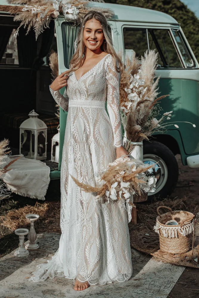 Divine Lace Bohemian Trendy A-line Wedding Dress