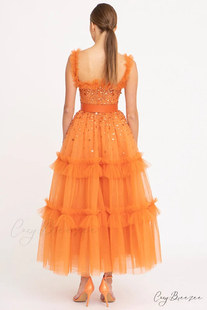 Divine Sweetheart Sequin Trendy Beaded Tulle Evening Dress