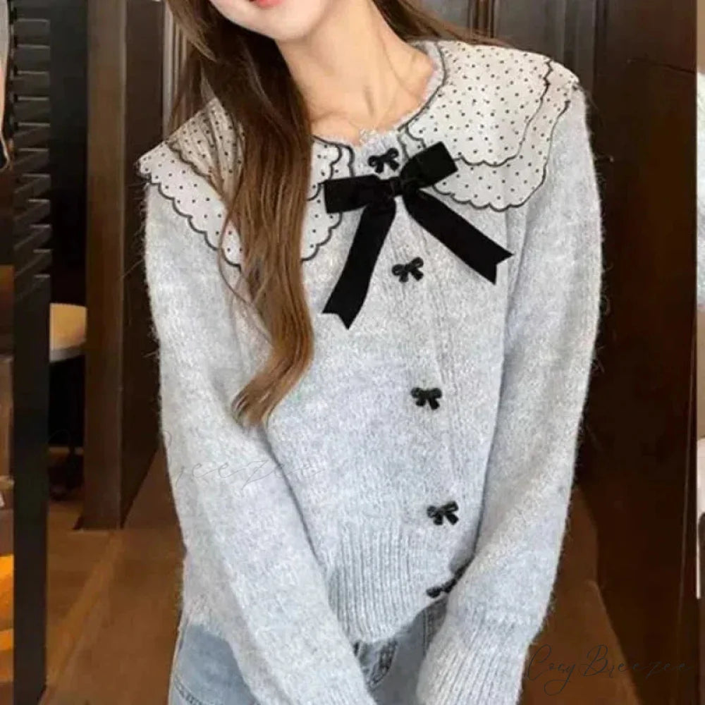 Doll Collar Loose Button Knit Cardigan cardigans-241228