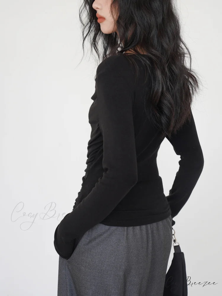 Draped Long Graceful Sleeve Slinky Shirt