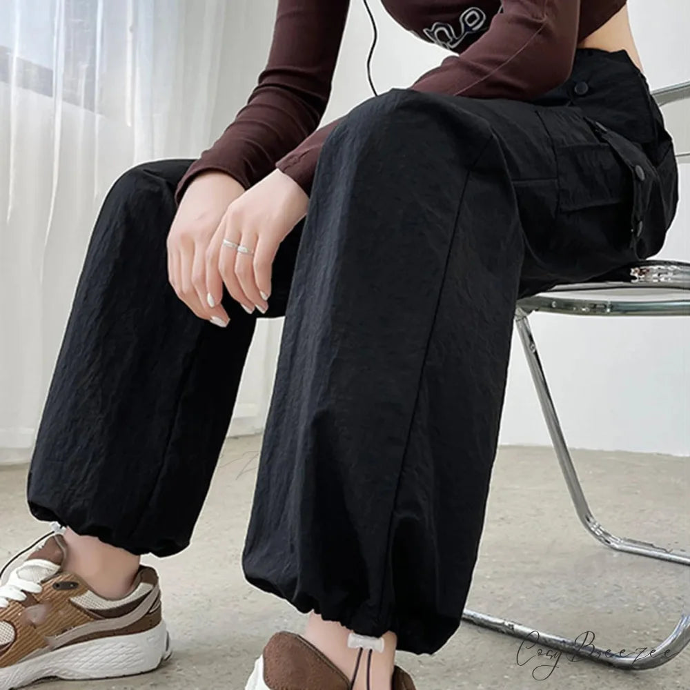 Drawstring Bound Feet Slim Fit Jogger Pants pants-241228