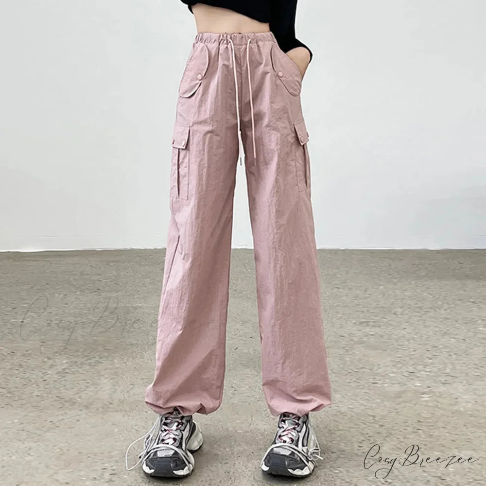 Drawstring Bound Feet Slim Fit Jogger Pants pants-241228