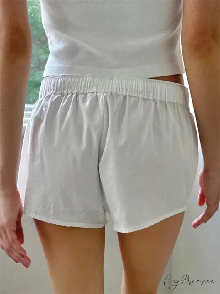 Drawstring Elastic Sleep Shorts short-250223