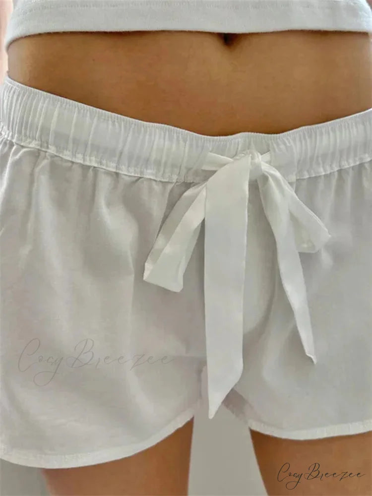 Drawstring Elastic Sleep Shorts short-250223