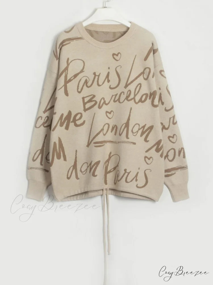 Drawstring Round Neck Sweater