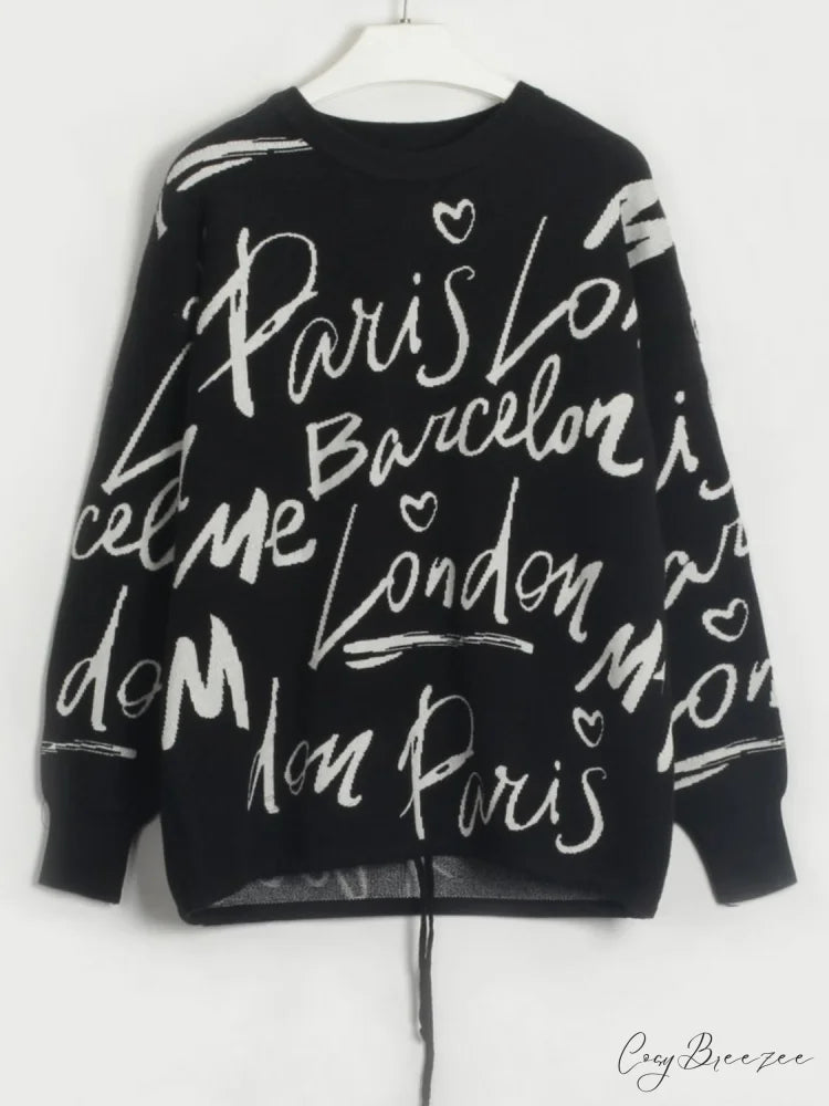 Drawstring Round Neck Sweater