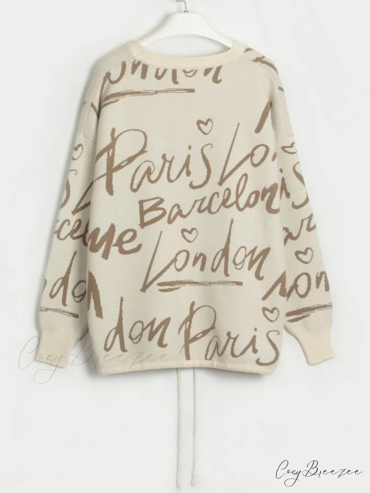 Drawstring Round Neck Sweater