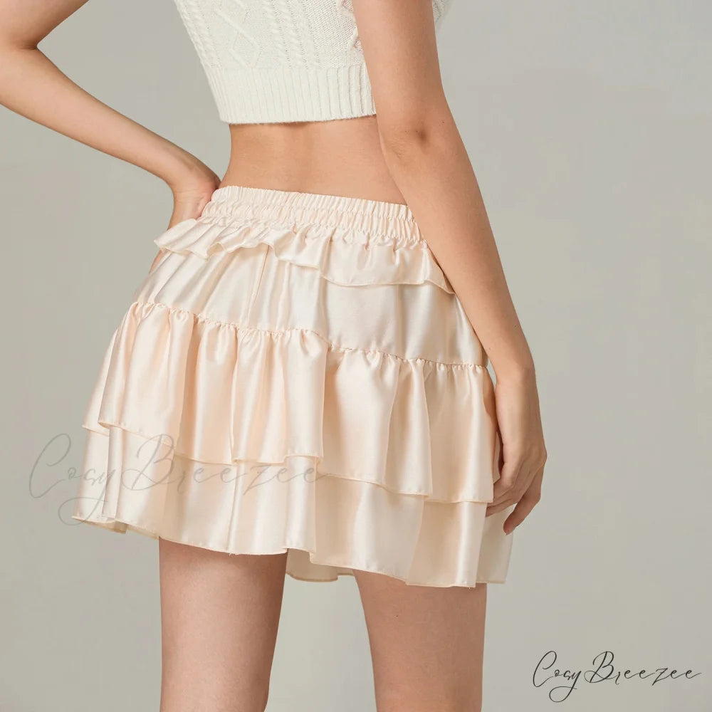 Drawstring Stacked Flounces Skirt skirts-250223