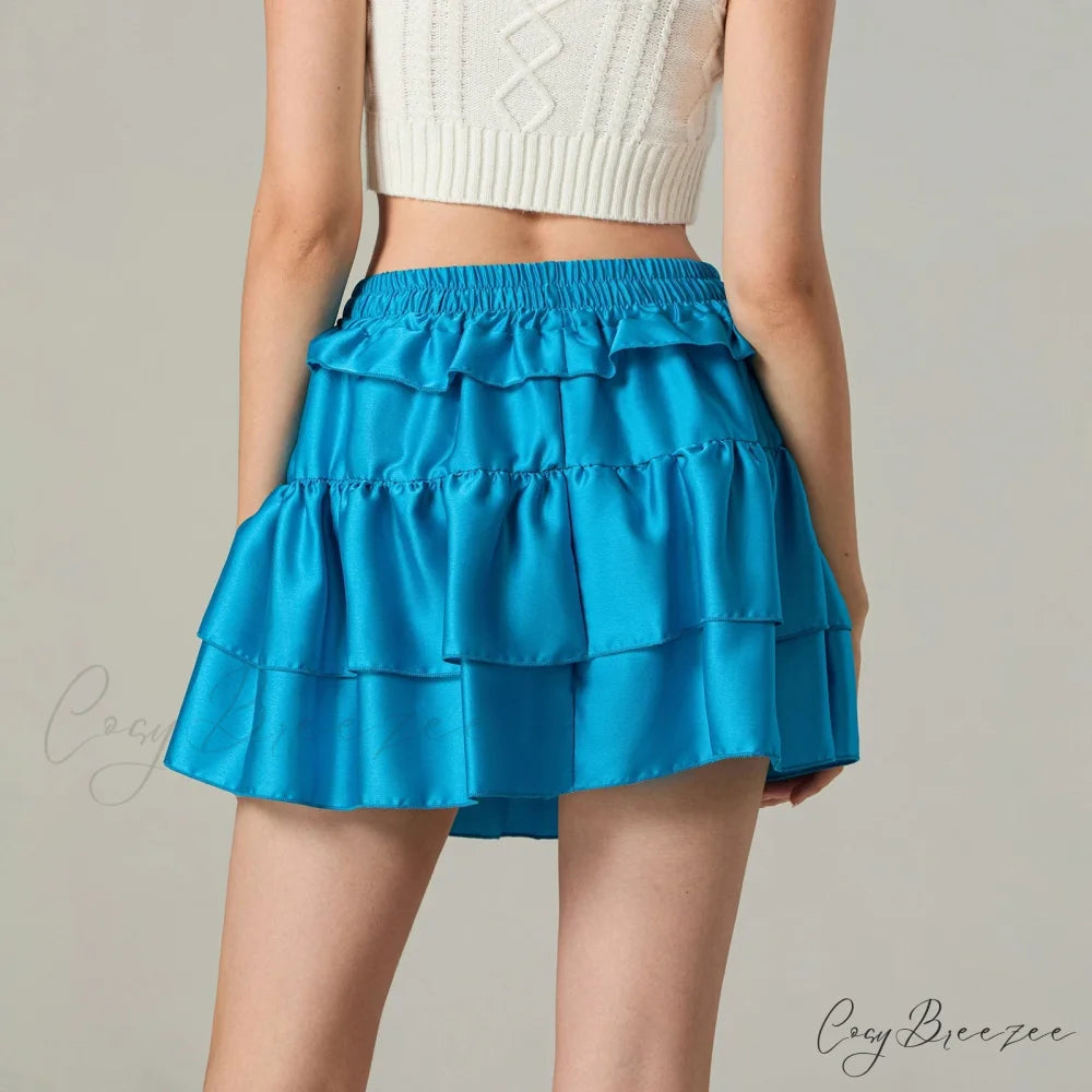 Drawstring Stacked Flounces Skirt skirts-250223
