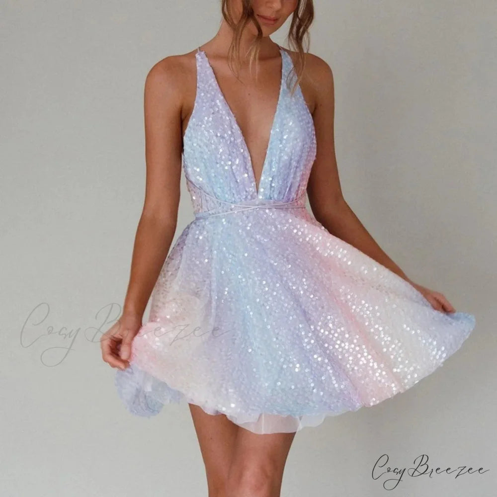 Dresses For Women Summer 2024 Sequin Glitter Party Club Dress Christmas Party Dress Pink / S