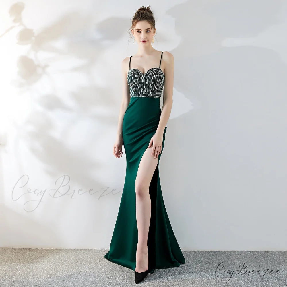 Dulce Hot Stone Charming Sling Long Dress HUNTER / XS