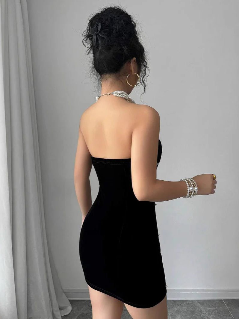 Pearl Velvet Party Evening Party Dress