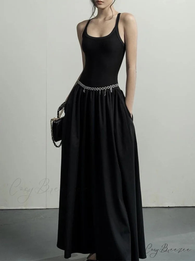Ease Long Graceful Tank Dress Black / XS