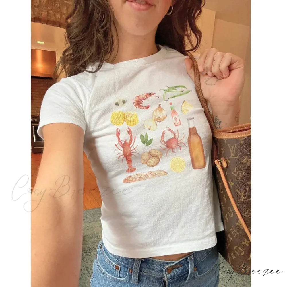Edgy Printed Dark Crop Fit Tee white1 / S t-shirt-250223