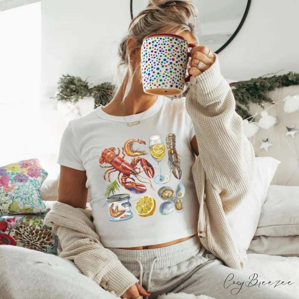 Edgy Printed Dark Crop Fit Tee white3 / S t-shirt-250223