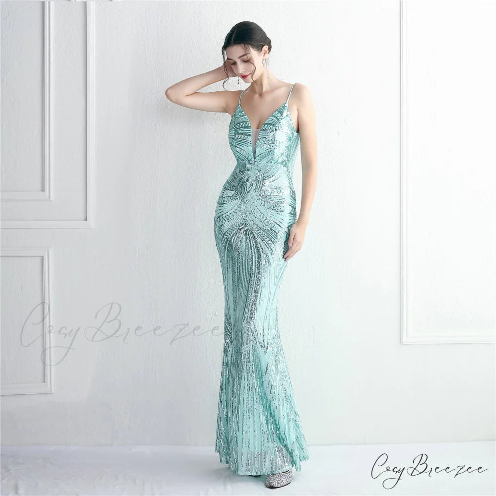 Edlyn Sequin Laceup Charming Mermaid Formal Dress