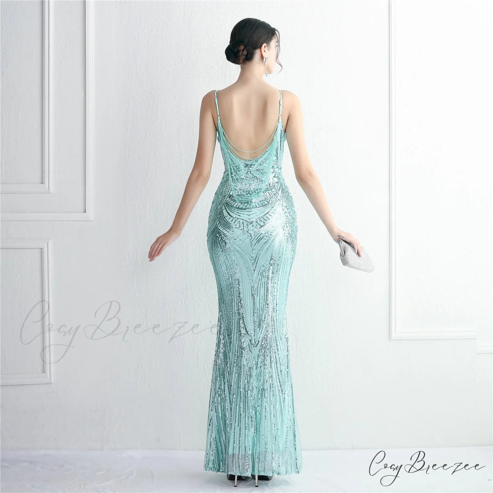 Edlyn Sequin Laceup Charming Mermaid Formal Dress