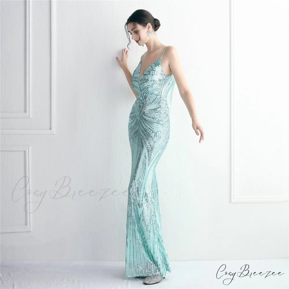 Edlyn Sequin Laceup Charming Mermaid Formal Dress