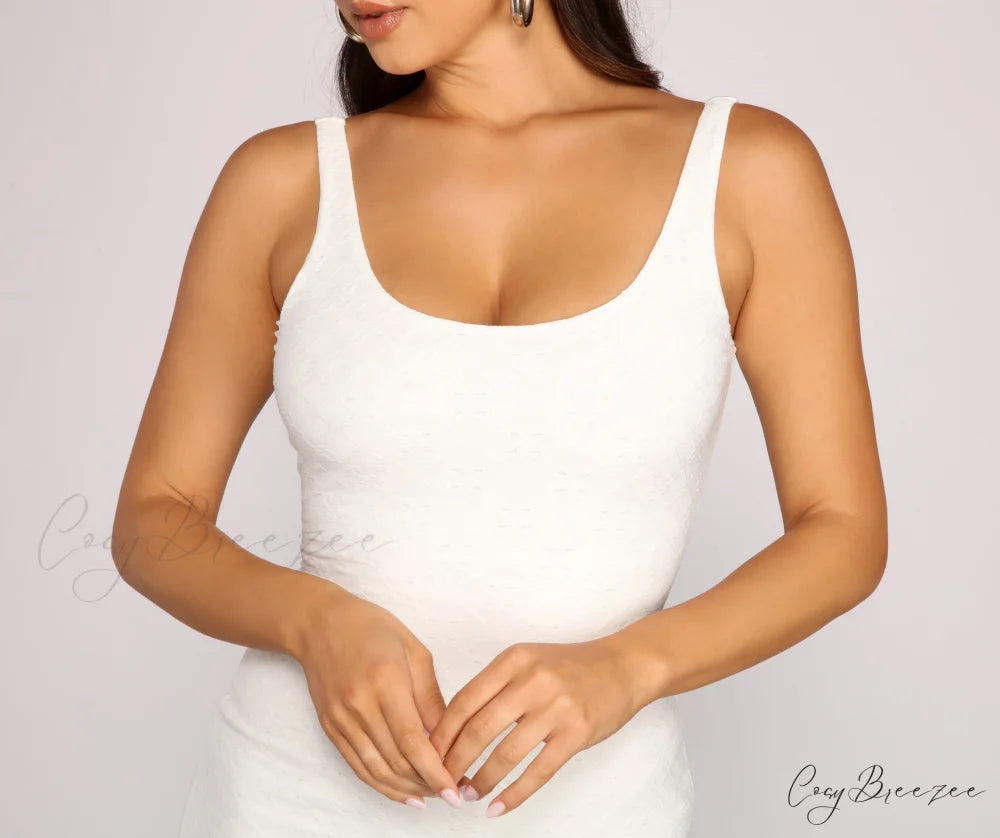 Effortless And Chic Charming Eyelet Mini Dress