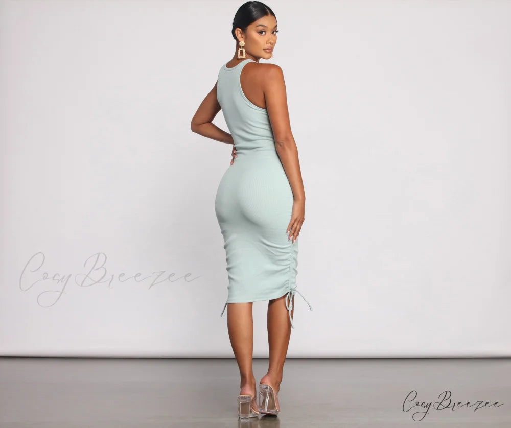 Effortless Everyday Ruched Charming Knit Mini Dress
