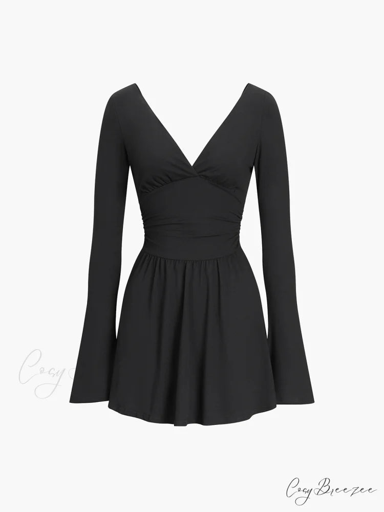 Effortless Plunge Graceful Skater Short Dress