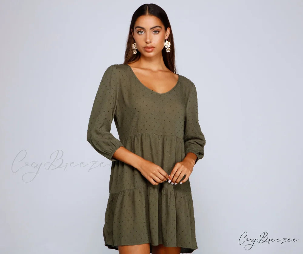 Effortless Vibes Stylish Babydoll Dress OLIVE / XS