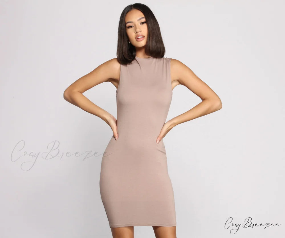 Effortlessly Chic Stylish Sleeveless Mini Dress MOCHA / XS