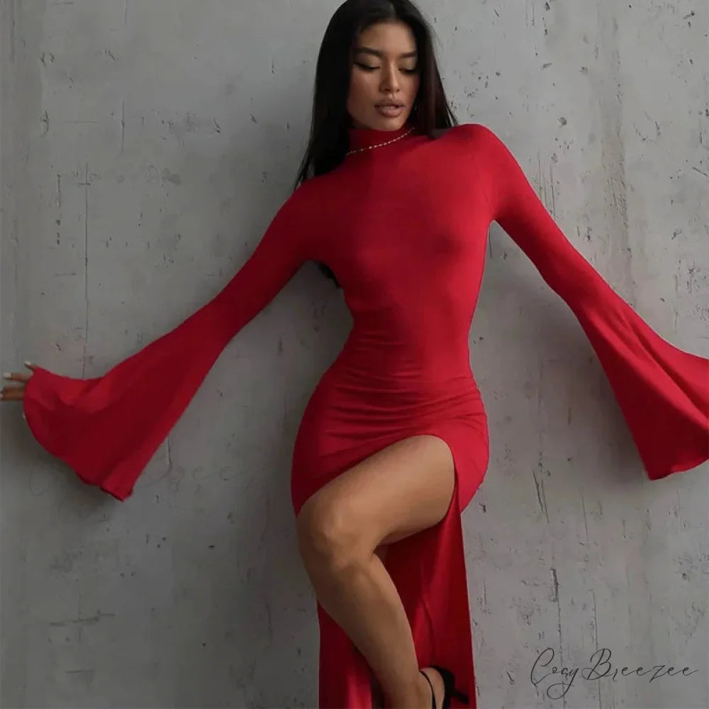 ELANA Elegant MAXI DRESS Red / S