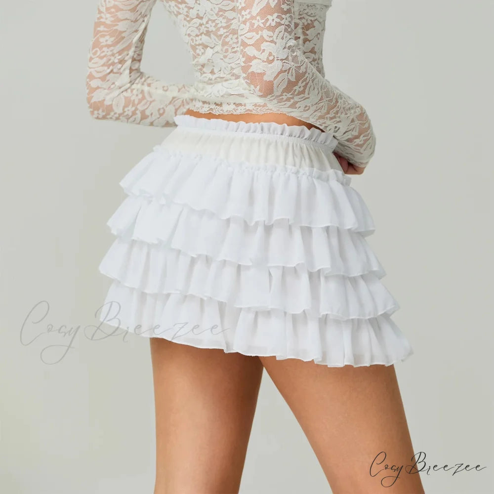 Elastic Layered Solid Summer Skirt skirts-250223