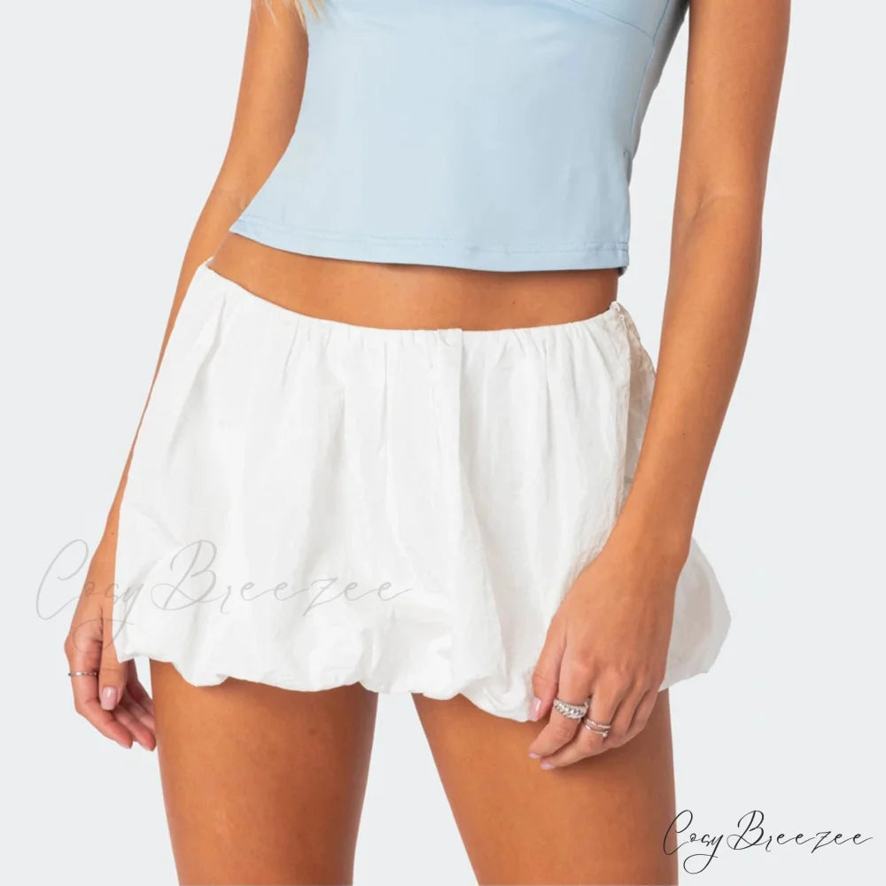 Elastic Waist A-Line Summer Skirt WHITE / S skirts-250223