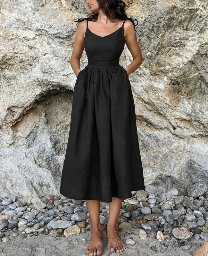 ELBA Elegant MIDI DRESS Black / S