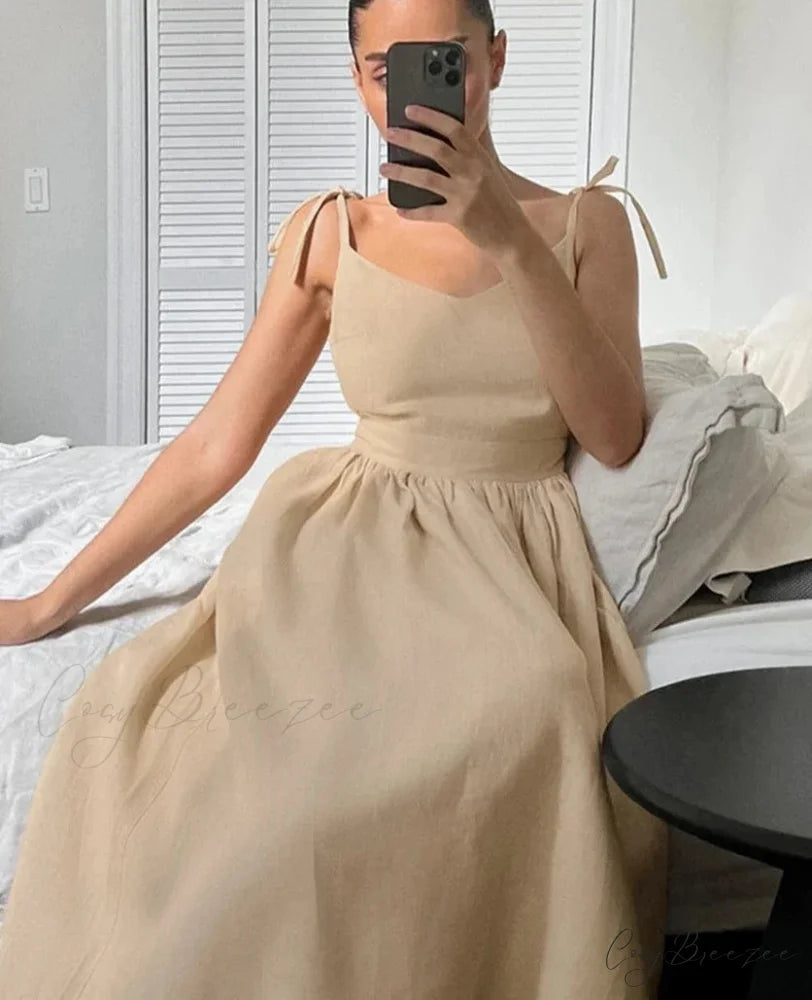 ELBA Elegant MIDI DRESS Khaki / S