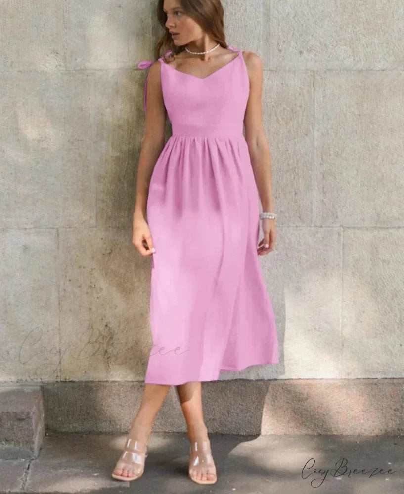 ELBA Elegant MIDI DRESS Pink / S
