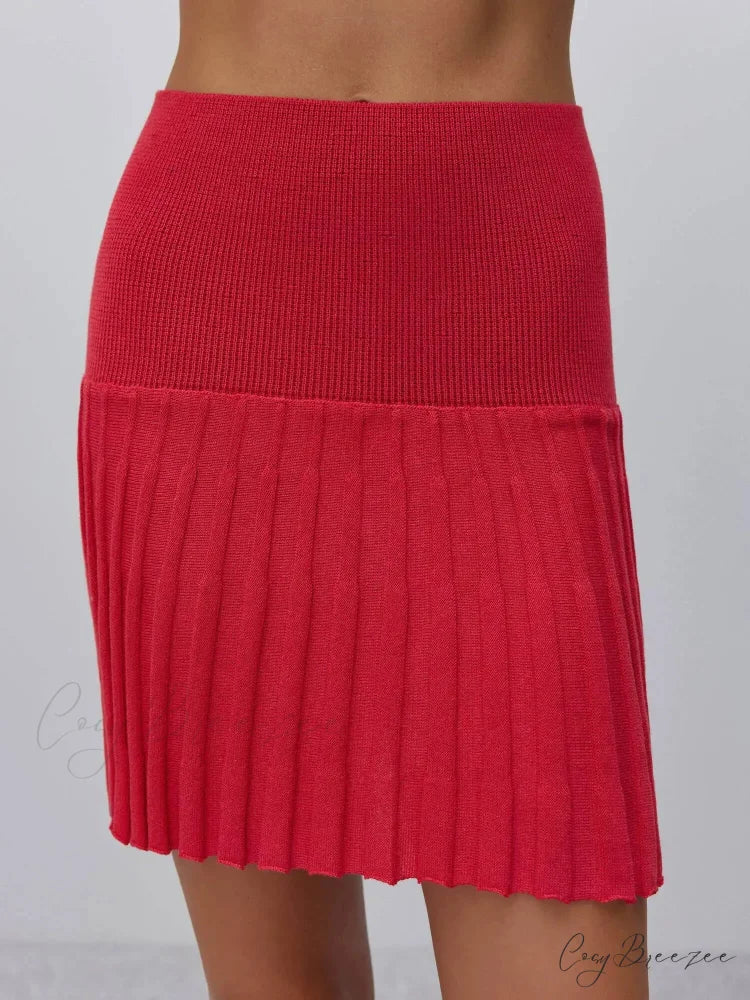 Elegant Backless Sexy Cut Out Long Sleeve Casual Christmas Sweater Red-Skirts / S