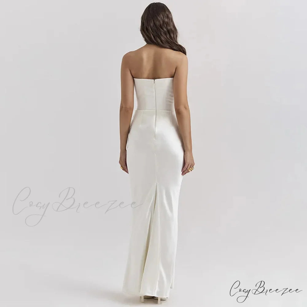 Elegant Corset Strap Neck Backless Maxi Red Christmas Party Dress
