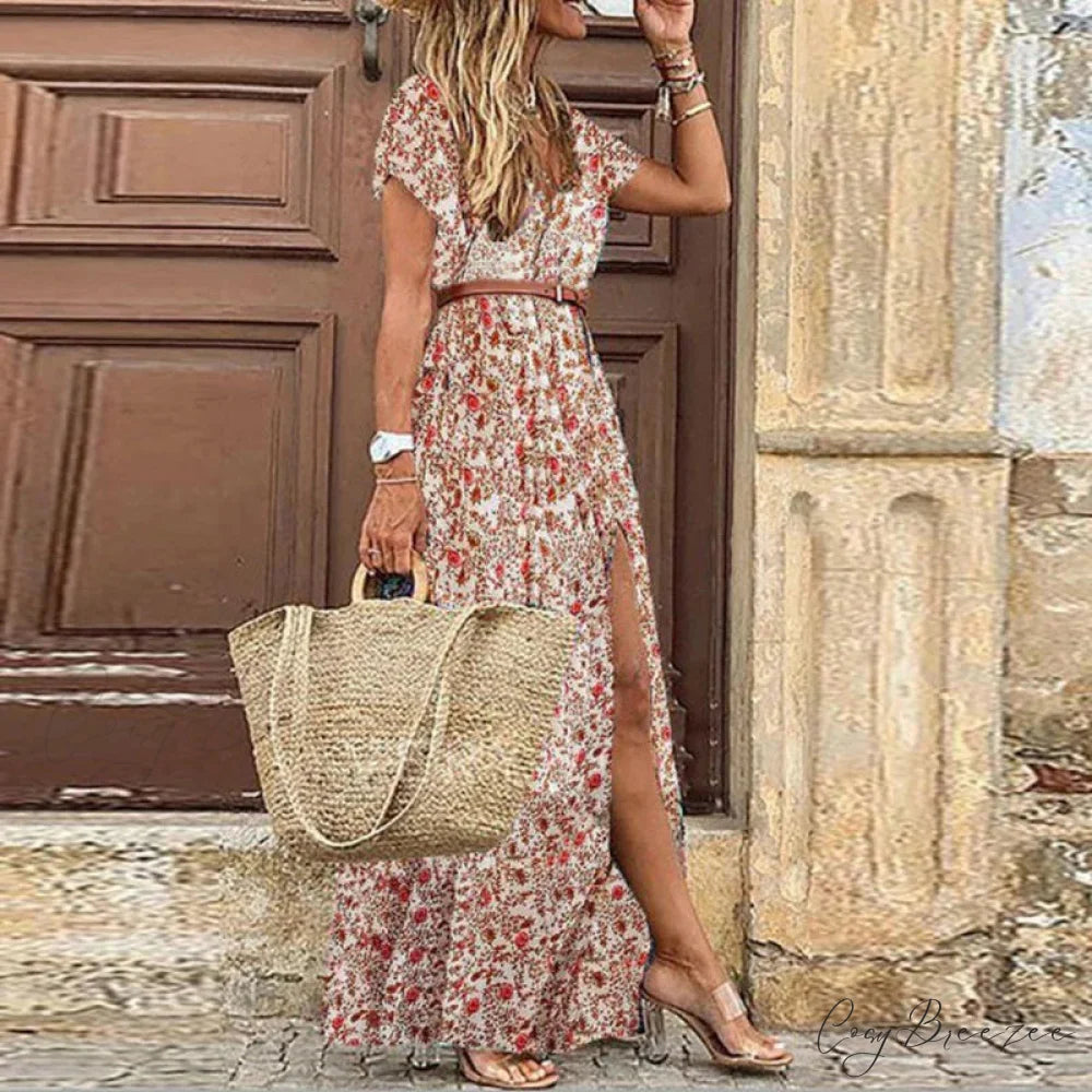 Elegant Evening Summer Long Boho Dress Red / S