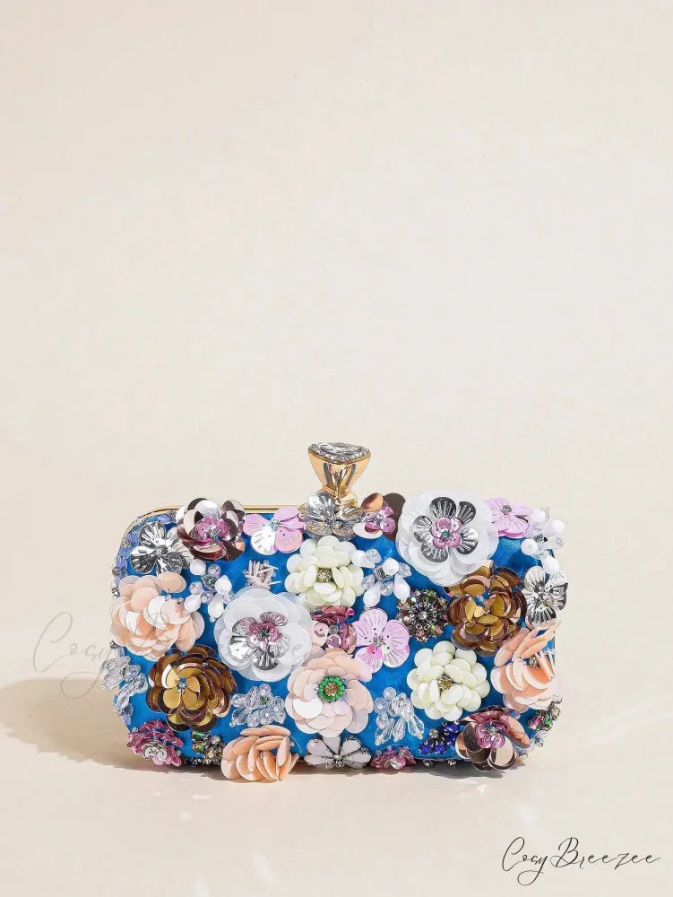 Elegant Floral Beaded Clutch Wedding Purse clutchbag-250126