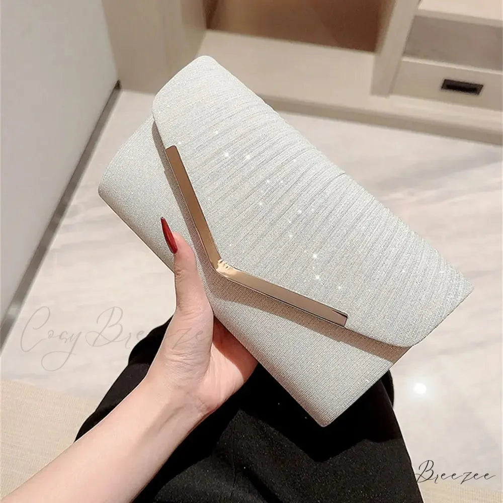 Elegant Gold Silver Banquet Clutch Shoulder Bag Purse silver clutchbag-250126