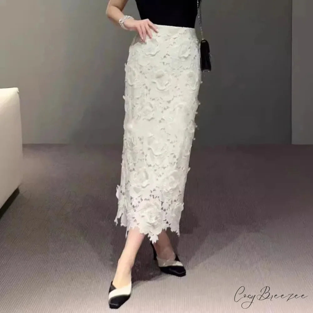 Elegant Lace Pencil Skirt for Women Work Cocktail Party skirt-250126