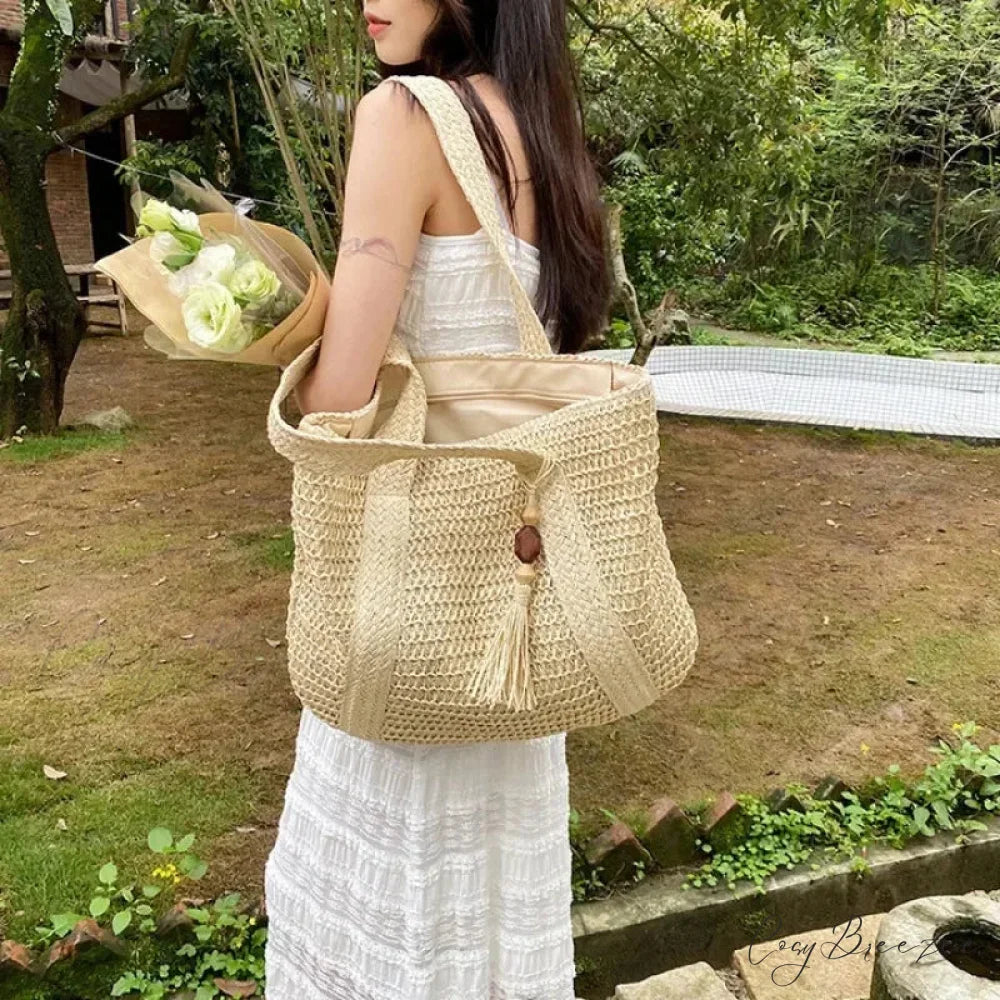 Elegant Ladies Straw Woven Shoulder Bag shoulder-250126