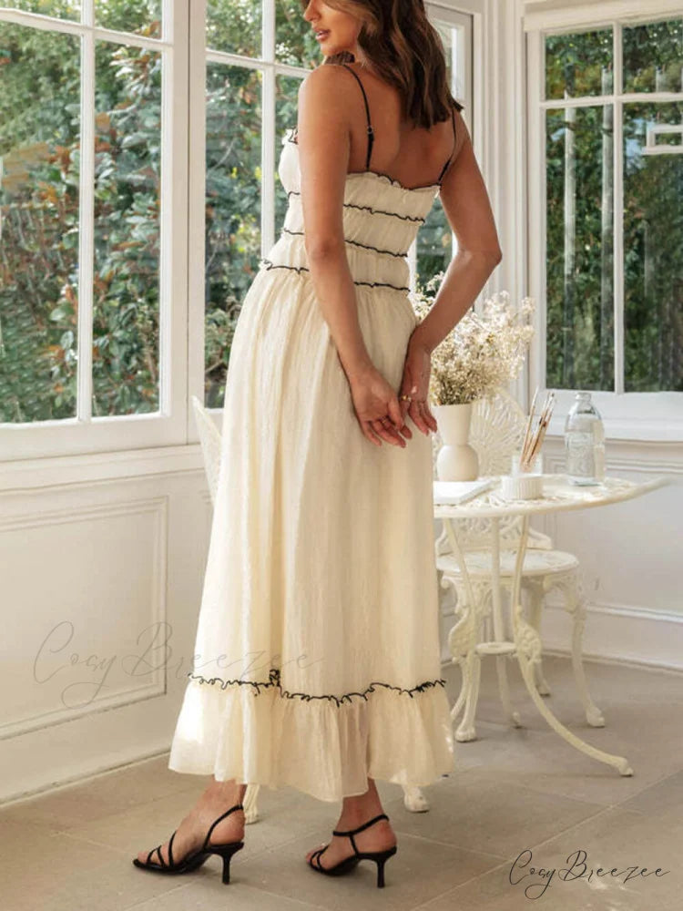Elegant Off-Shoulder Stylish Strap Patchwork Dress