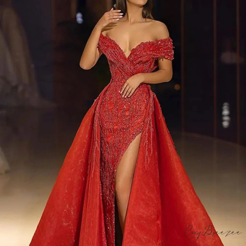 Elegant Off Shoulder Wedding Party Dress