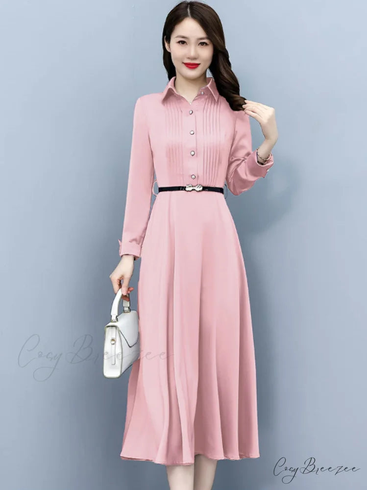 Elegant Pink Long Sleeve Prom Tunics Casual Party Evening Dresses L / BLUE