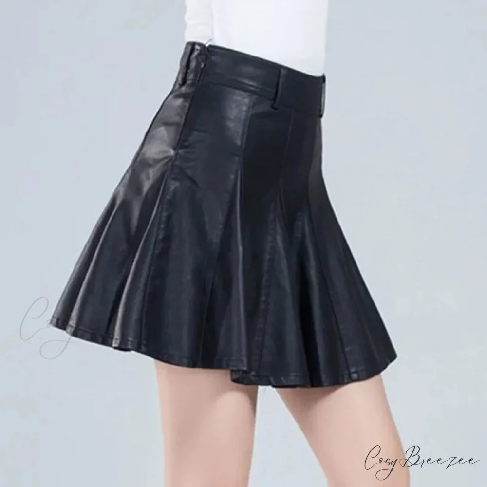 Elegant Plus Size New Fashion Korean Genuine Real Leather High Waist Sexy Skirt
