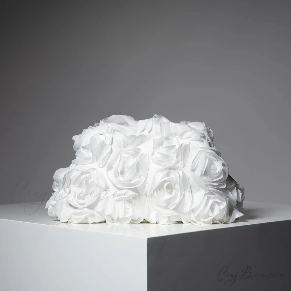 Elegant Rose Wedding Clutch WHITE wristlet-250126