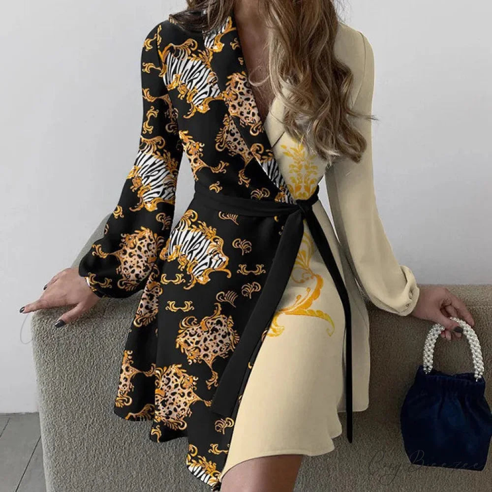 Elegant Slim Floral Polo Neck Women’s Dress oldfloraldress-250126