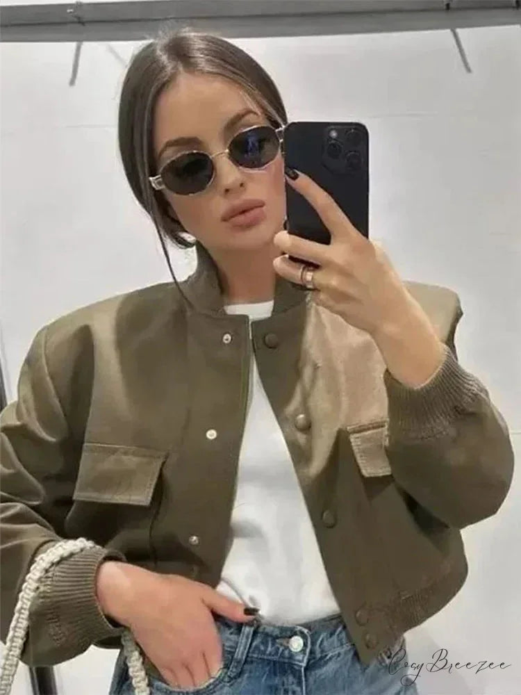Elegant Solid Single-breasted Motorcycle Chic Long Sleeves With Pocket Autumn Stylish Coat